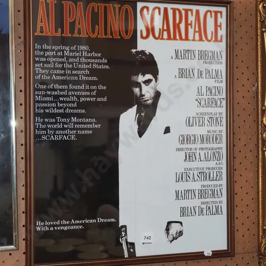 framed Scarface poster print - creases