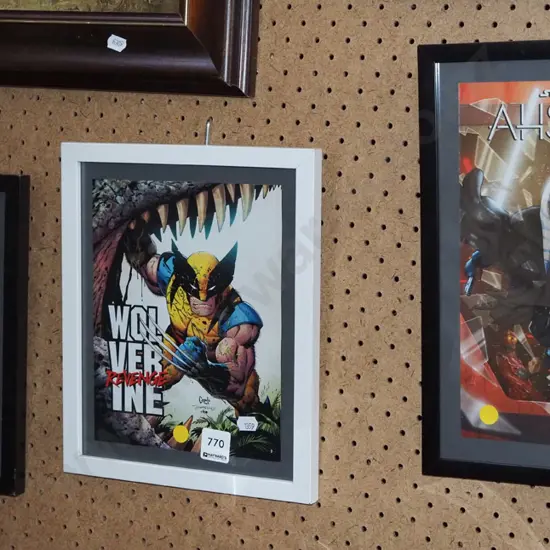 3x framed poster prints - Alien, Wolverine, Star Wars - yellow dots