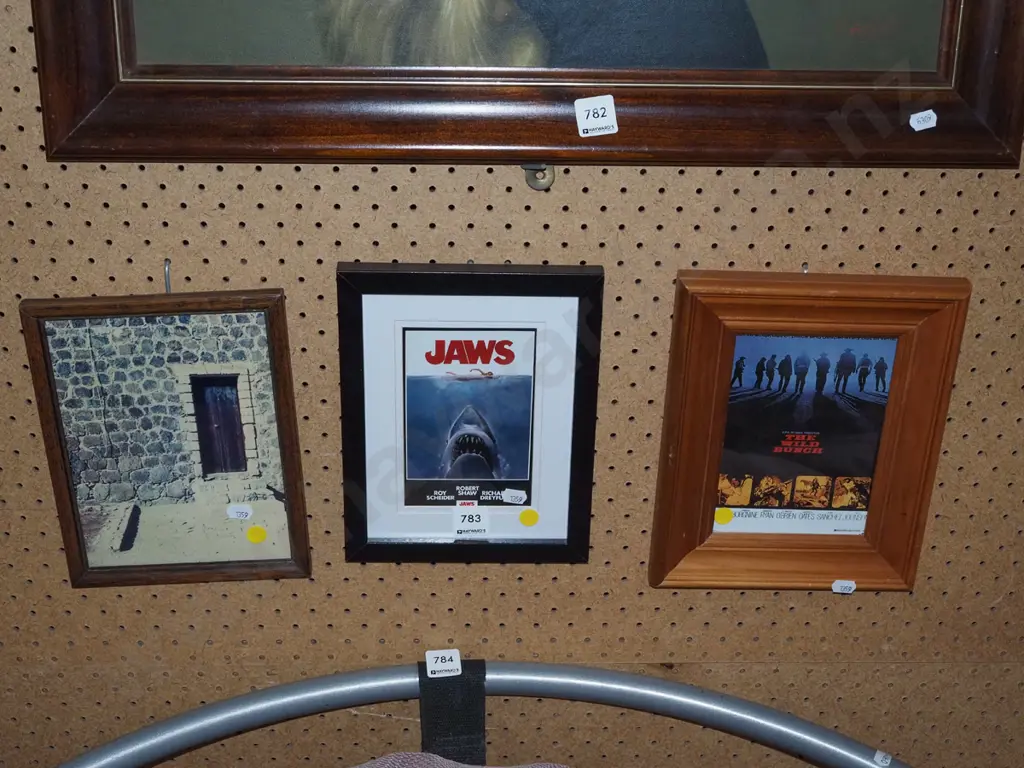 3x framed prints - Jaws, Wild Bunch, Door Image 1++