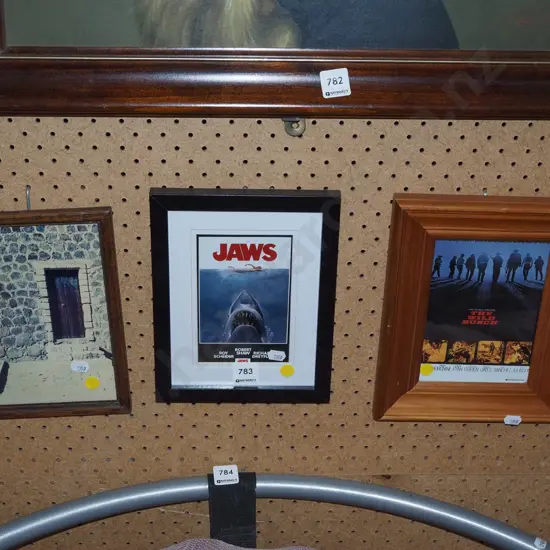 3x framed prints - Jaws, Wild Bunch, Door