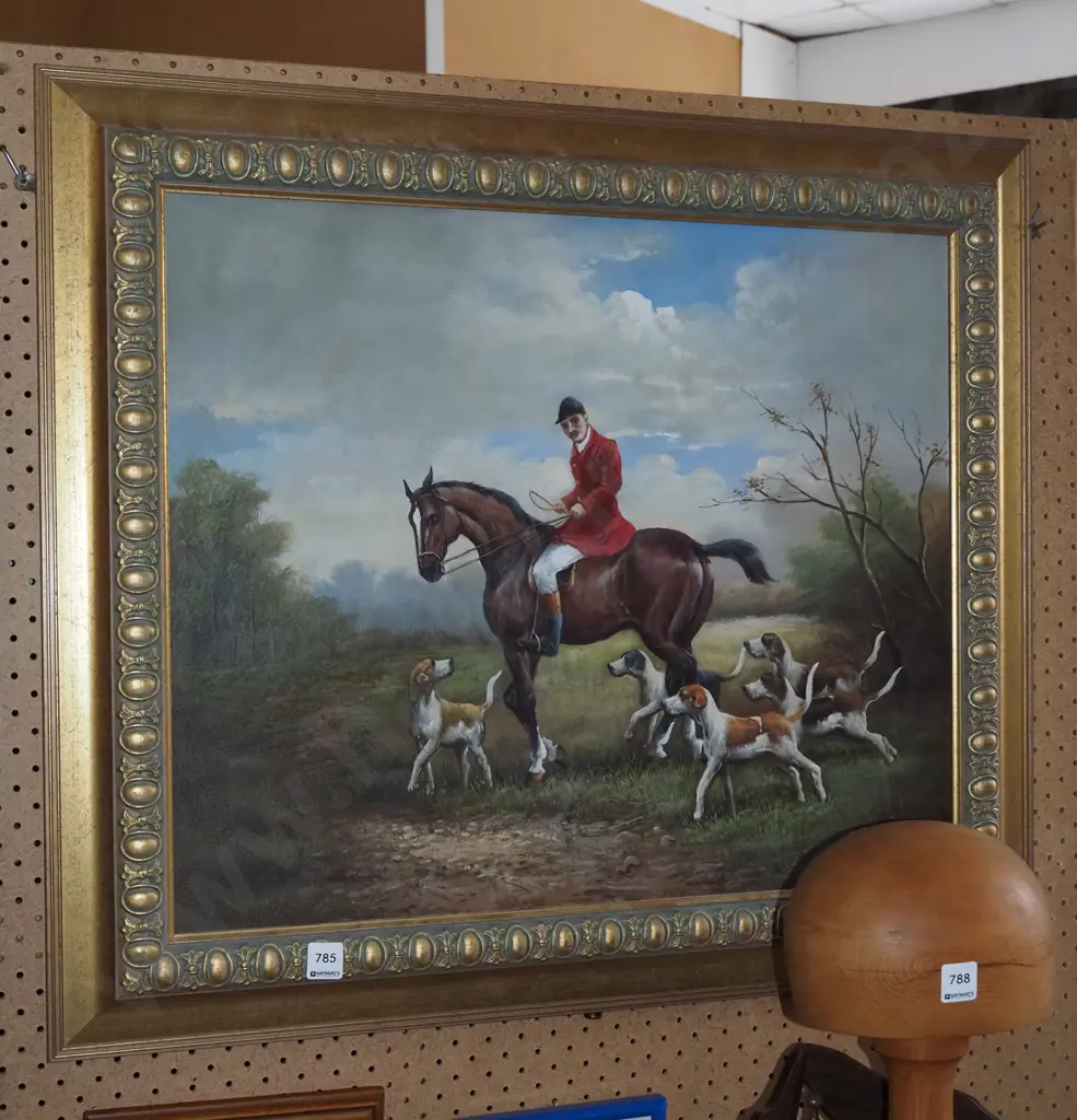 framed oil - hunting scene Image 1++