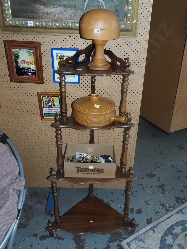 4 tier mdf wood veneer corner what not - marks Image 1++