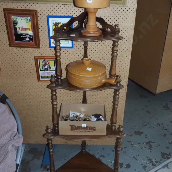 4 tier mdf wood veneer corner what not - marks