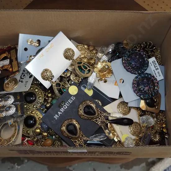 box; costume clip on earrings etc