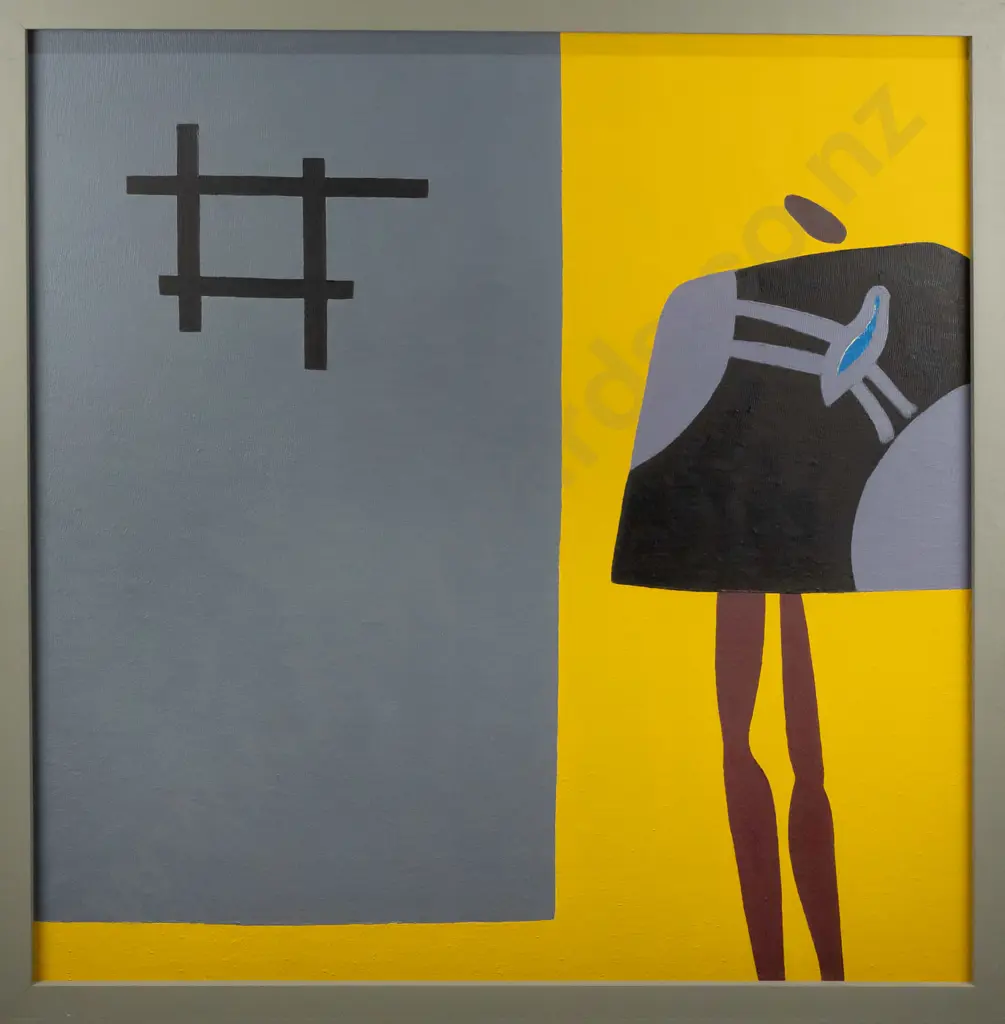 Eion Stevens 1995 - framed oil on fabric on board "bird case" H955 W935 Image 1++