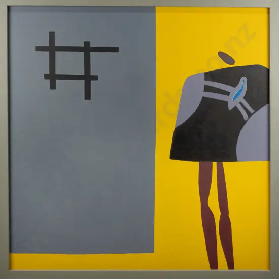 Eion Stevens 1995 - framed oil on fabric on board "bird case" H955 W935