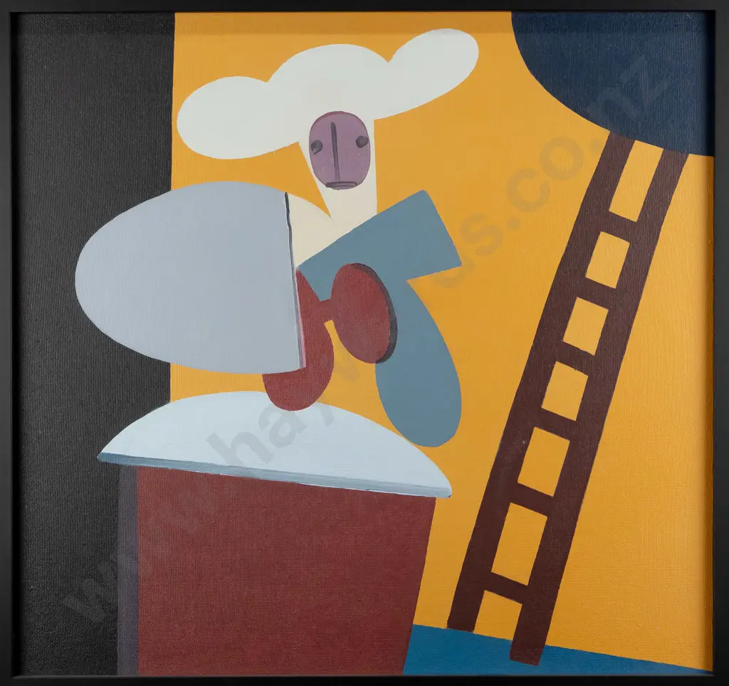 Eion Stevens 2014 - framed acrylic on textured board "sky ladder" H614 W645 Image 1++