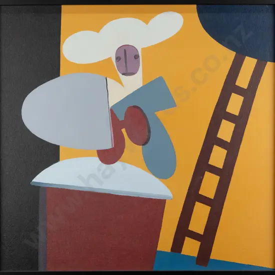 Eion Stevens 2014 - framed acrylic on textured board "sky ladder" H614 W645