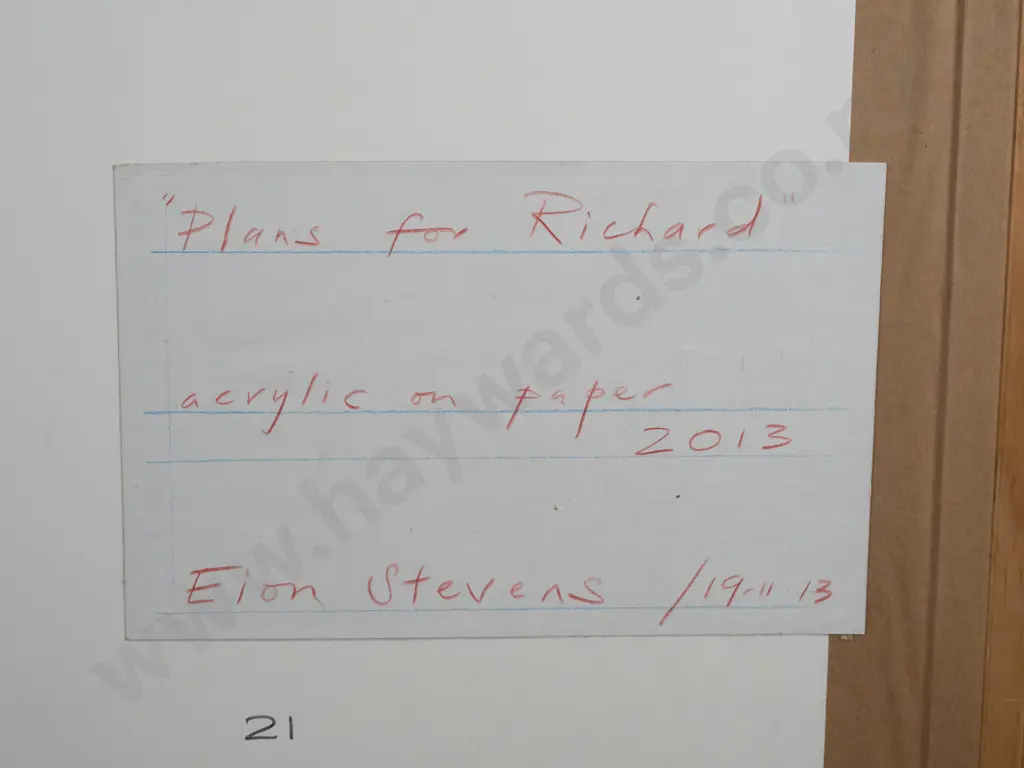 Eion Stevens 2013 - framed acrylic on paper "plans for Richard" H805 W940 Image 1++