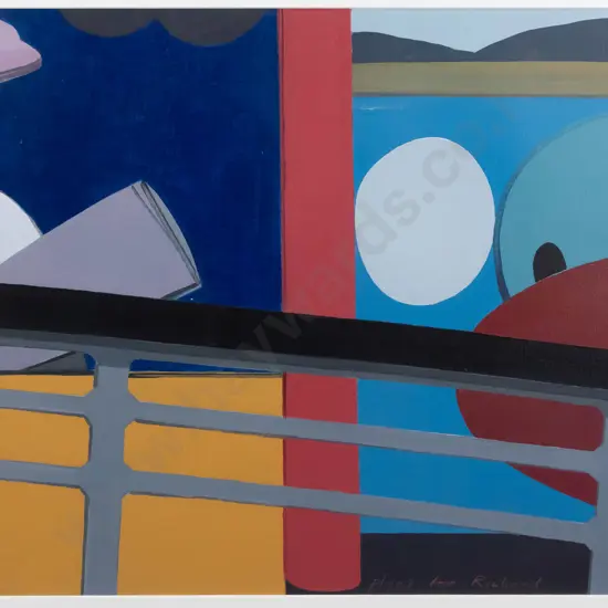 Eion Stevens 2013 - framed acrylic on paper "plans for Richard" H805 W940