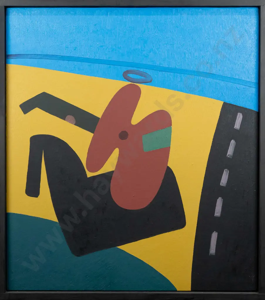 Eion Stevens 1996 - framed oil on fabric on board "play rider" H765 W682 Image 1++