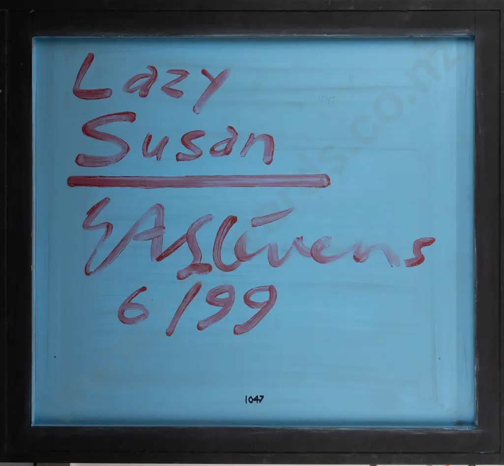 Eion Stevens 1999 - framed oil on fabric on board "Lazy Susan" H755 W838 Image 1++