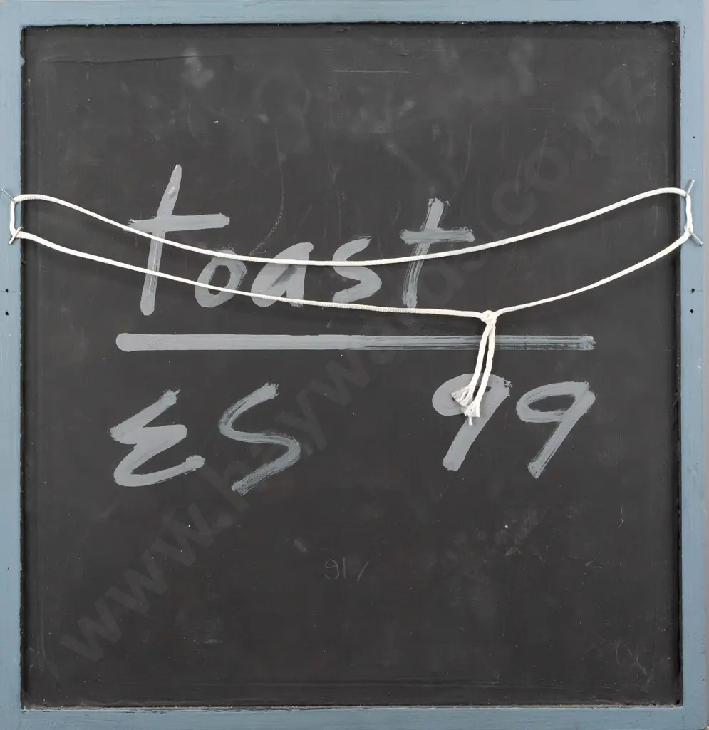 Eion Stevens 1999 - framed oil on fabric on board "toast" H375 W362 Image 1++