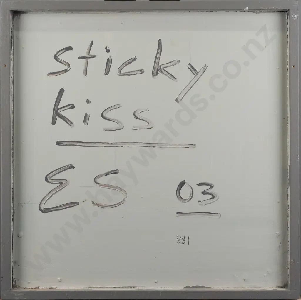Eion Stevens 2003 - framed oil on prepared board "sticky kiss" H390 W390 Image 1++