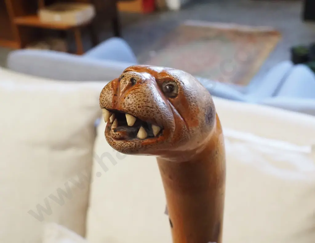 carved animal head walking stick Image 1++