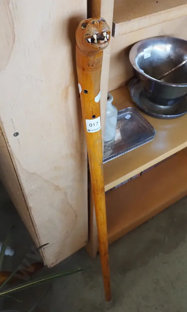 carved animal head walking stick Image 1++