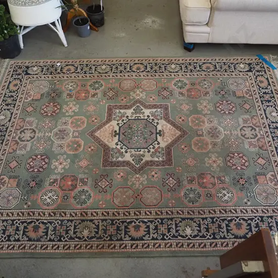 large green, red, blue patterned acrylic floor mat L2260 W1600