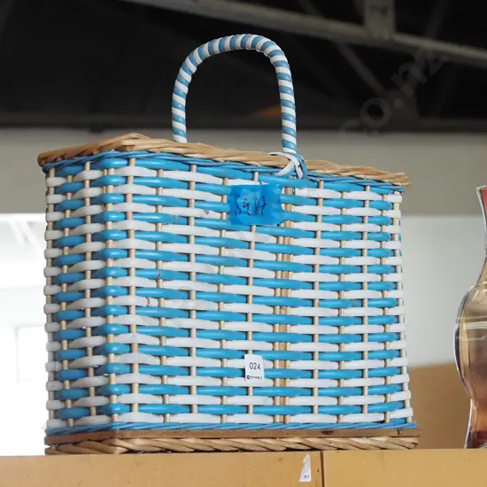woven plastic cane basket