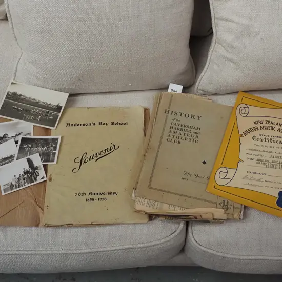 Caversham Athletic Club History, Andersons Bay School 70th Anniversary book, photos etc.