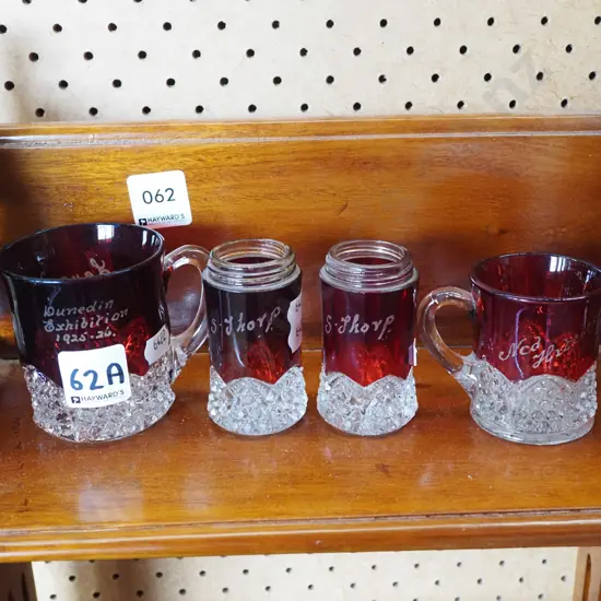 4x red and clear exhibition souvenir glass
