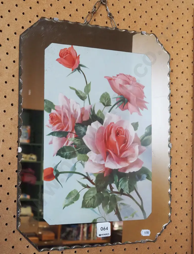 mirror framed print -pink roses Image 1++