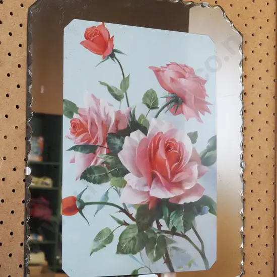 mirror framed print -pink roses