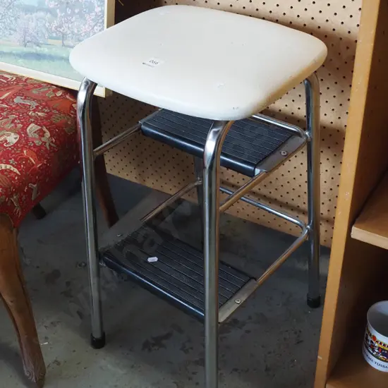 white vinyl kitchen step stool