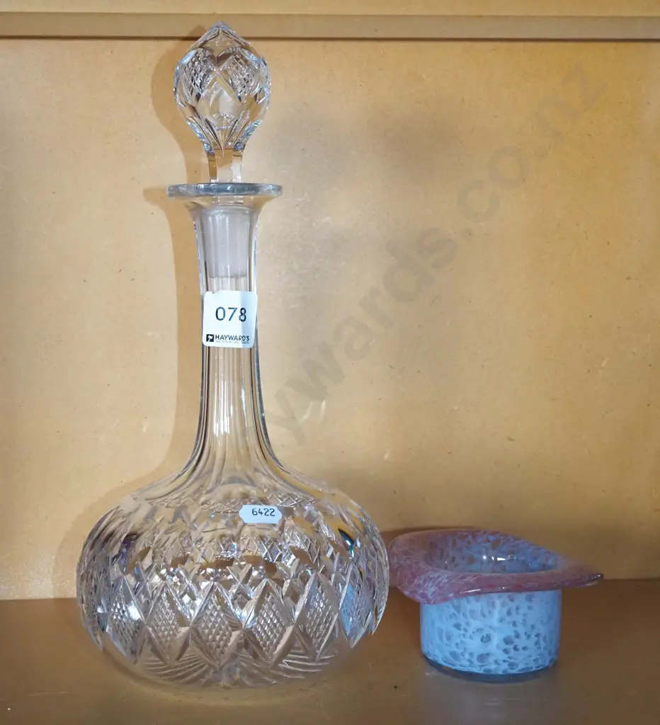 cut crystal decanter and top hat glass bowl Image 1++