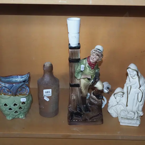 figurines, figural lamp base, stoneware bottle, aromatherapy burner