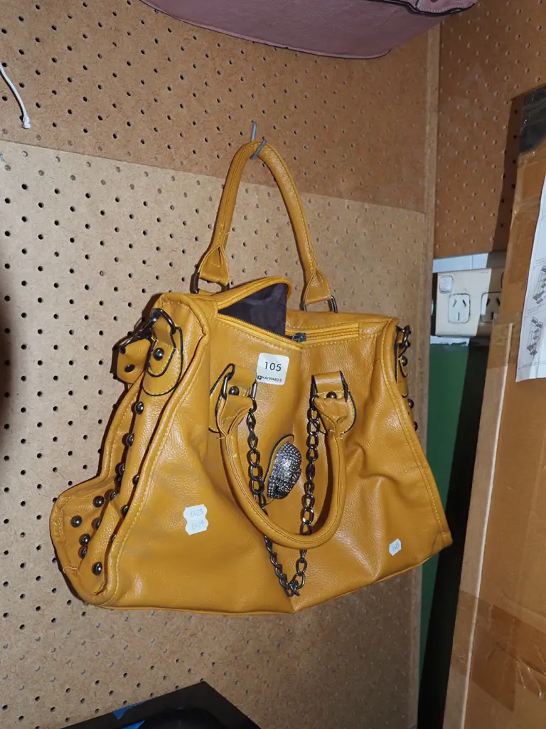  orange vinyl hand bag Image 1++