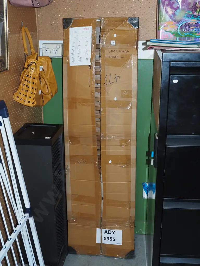 yet to be assembled wooden shelving unit Image 1++