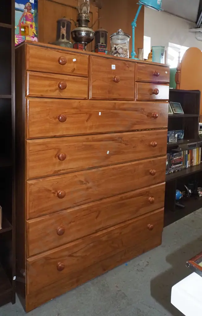 mdf faux wood veneer 10 drawer scotch chest H1320 W1000 D400 Image 1++