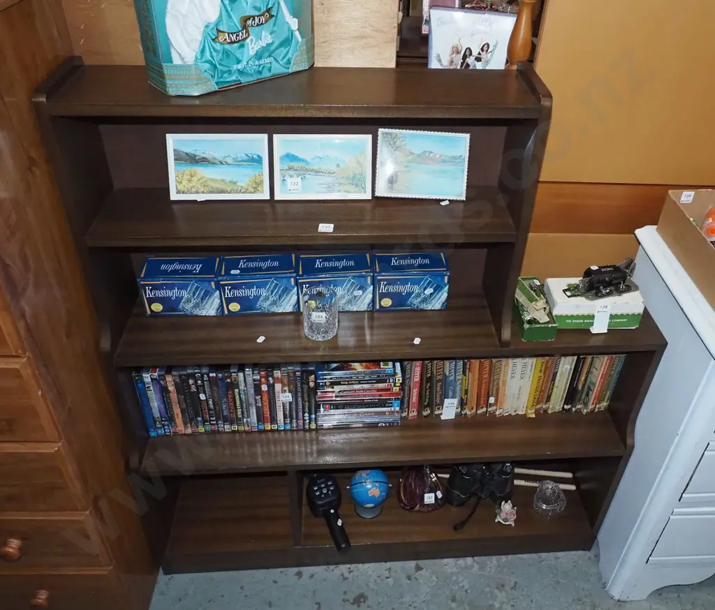 mdf veneer dark stained bookcase H1200 W1110 D260 Image 1++