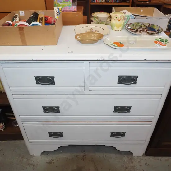 hand painted colonial rimu 4 drawer chest H845 W930 D420