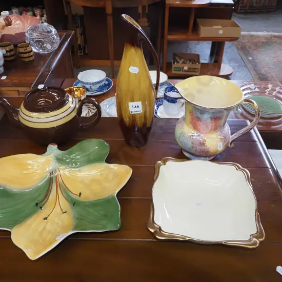 Blue Mountain ewer vase, Tunstall jug - crazing  etc