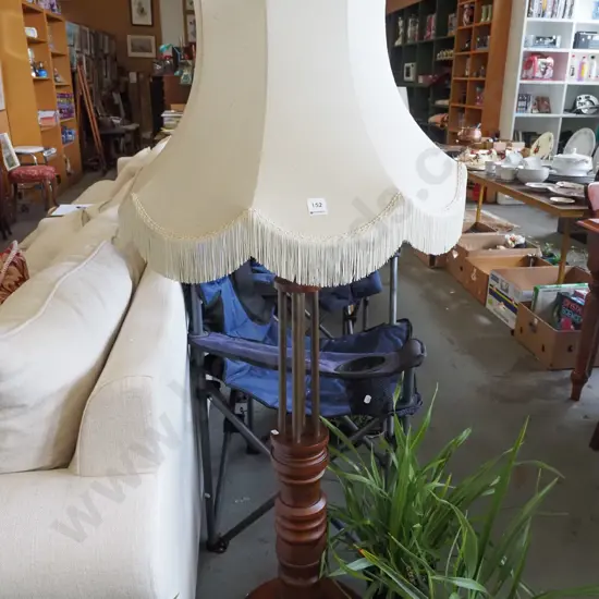 heavy turned wood and copper based standard lamp H1460