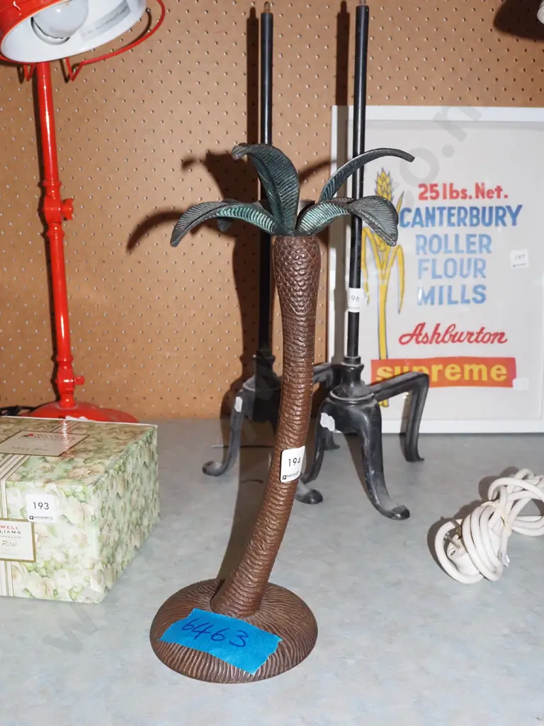 cast metal palm tree candlestick H370 Image 1++