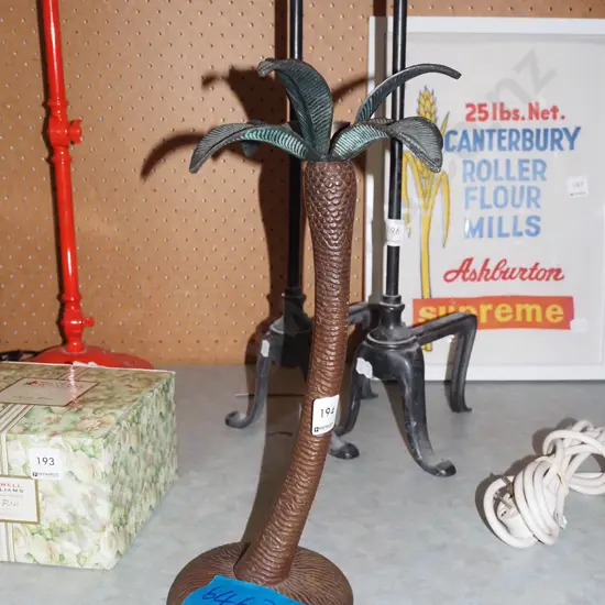 cast metal palm tree candlestick H370