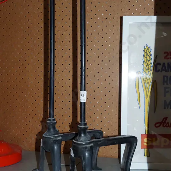 cast metal fire andirons - missing tops