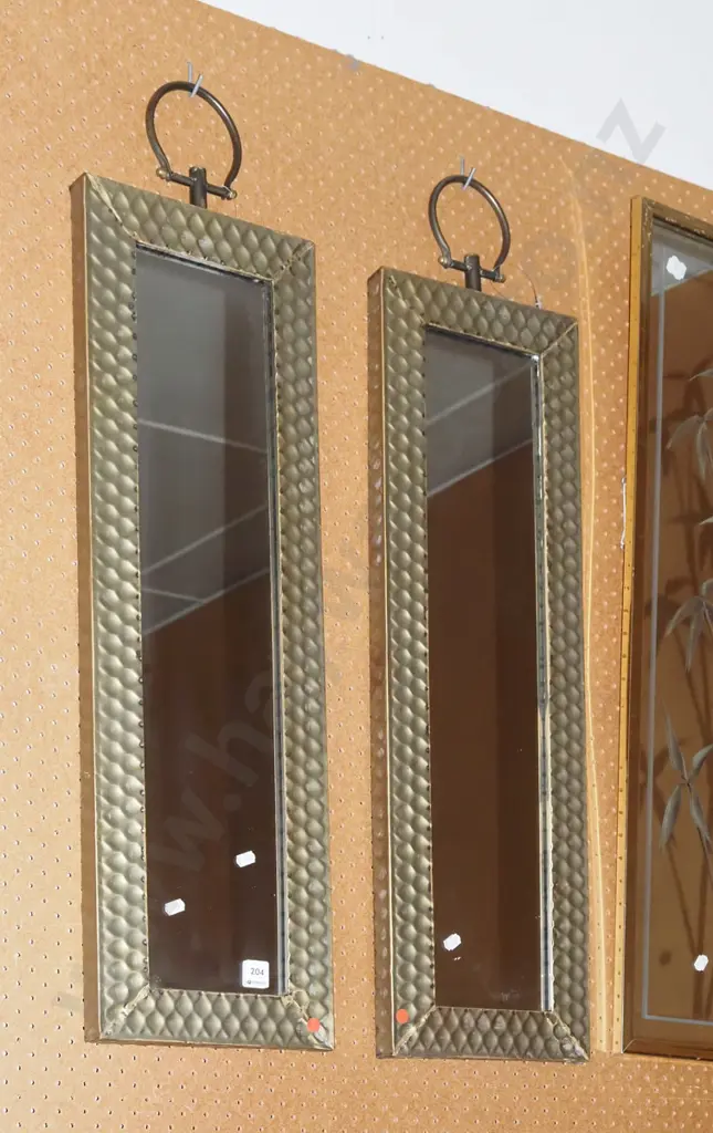 2x beaten brass framed wall mirrors H790 Image 1++