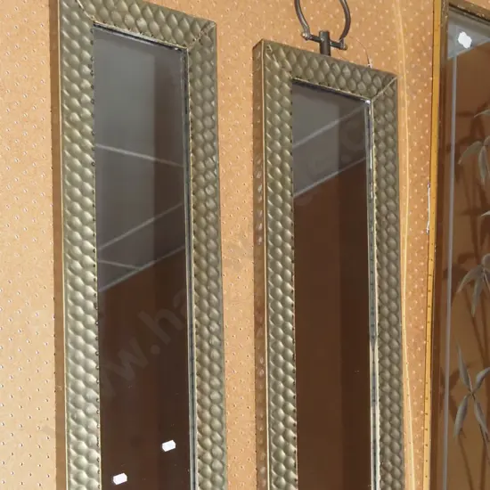 2x beaten brass framed wall mirrors H790