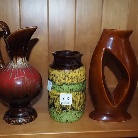 German pottery and 2 other vases
