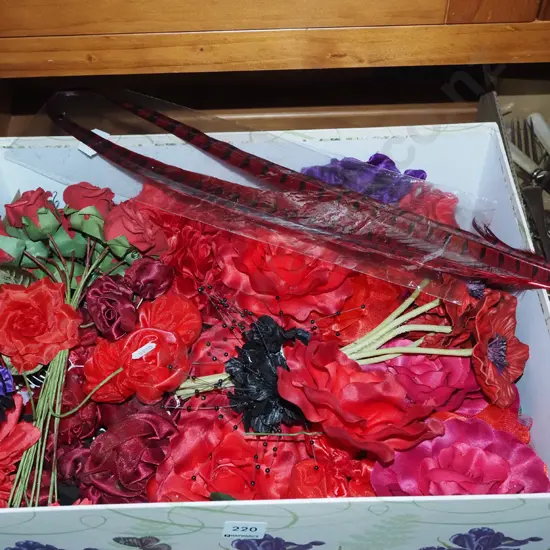 box of faux flowers