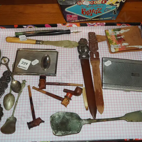 tray; spoons, cigarette cases etc