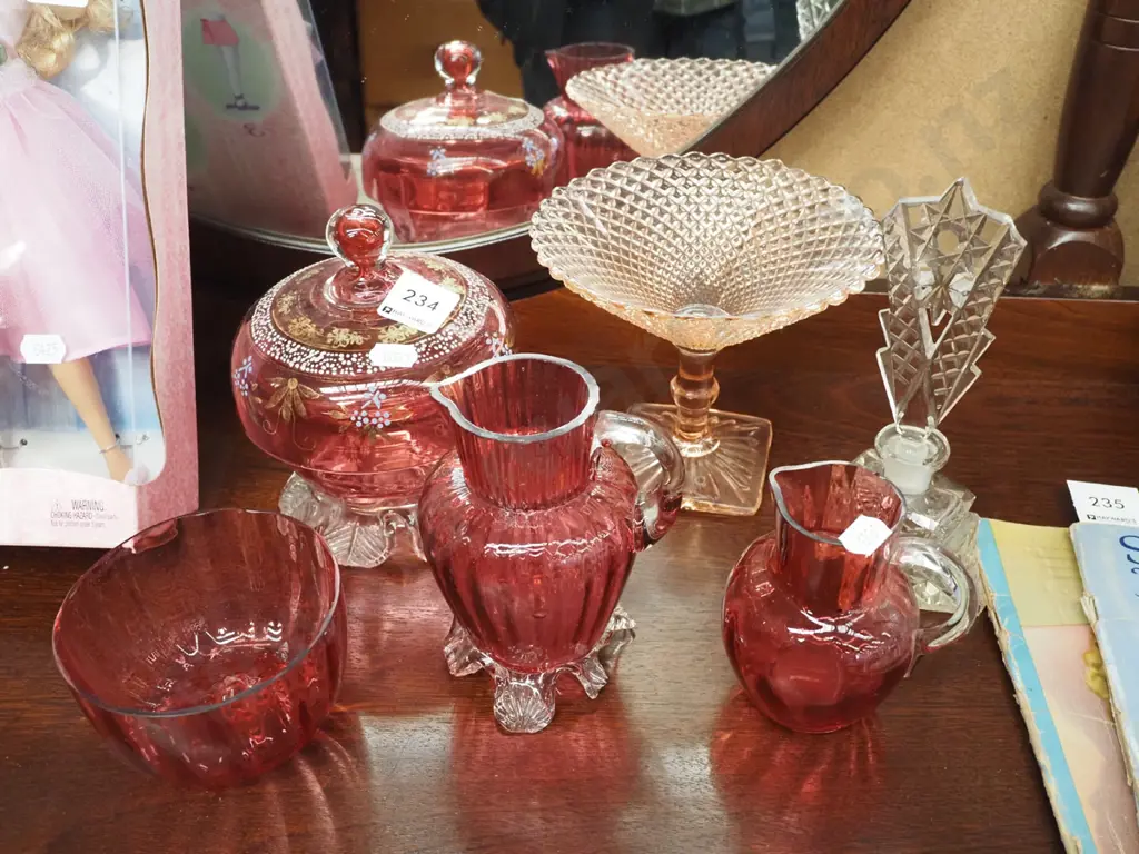 ruby glass jugs, deco scent bottle etc Image 1++
