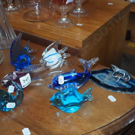 various fish themed glass ornaments