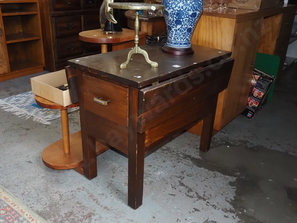 small drop side table with drawer at each end H560 W680 D430 Image 1++