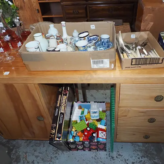 solid pine 1 door 3 drawer desk H730 W1300 D370