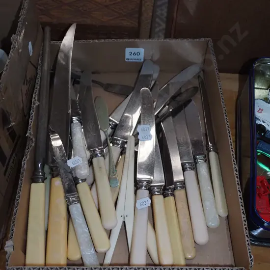 box; bone handled cutlery