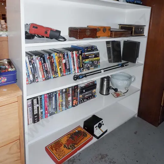 white painted wooden bookcase H1220 W1210 D285